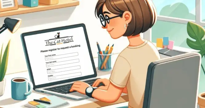 Registering at The Cat Hotel